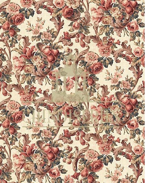 1:12 Dollhouse Miniature FABRIC, Matching Fabric, Cornelia, Scale One Inch