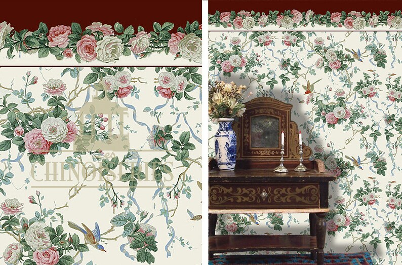 Scale One Inch Jane Dollhouse Miniature Wallpaper