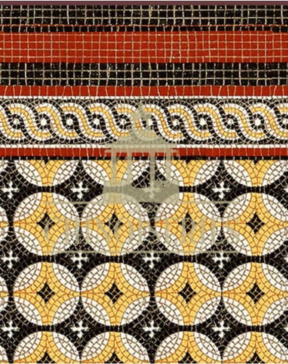 1:12 Dollhouse Miniature WALLPAPER, FLOOR PAPER, Spanish Tile, Scale One Inch