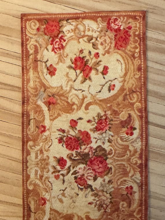 Dollhouse Miniature French Aubusson Rug, Rococo Floral Rug, Désirée, 1:12 Scale