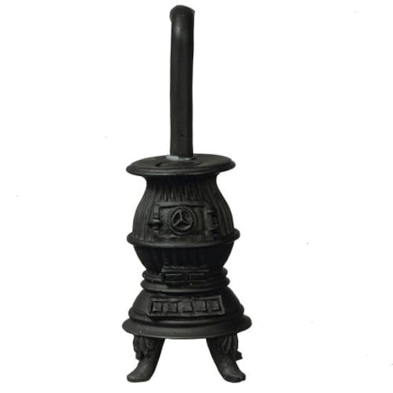 1:24 Dollhouse Miniature Black Pot Belly Stove, Half Inch scale