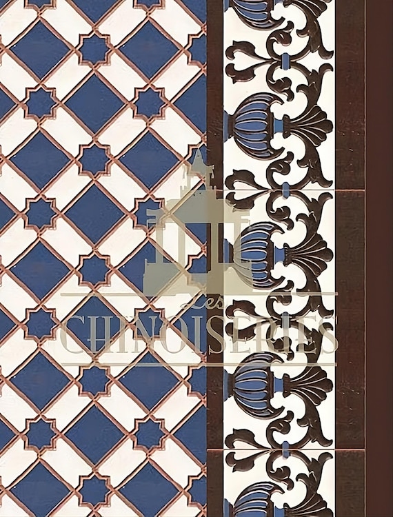 1:12 Dollhouse Miniature WALLPAPER, FLOOR PAPER, Faux Tile, Guadix, Scale One Inch