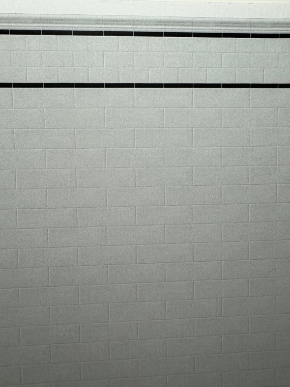 1:12 Dollhouse Miniature Wallpaper, "Chic Subway Tile for the Bath", Scale One Inch