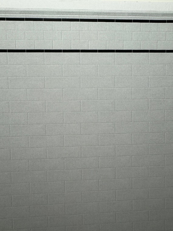 1:12 Dollhouse Miniature Wallpaper, "Chic Subway Tile for the Bath", Scale One Inch