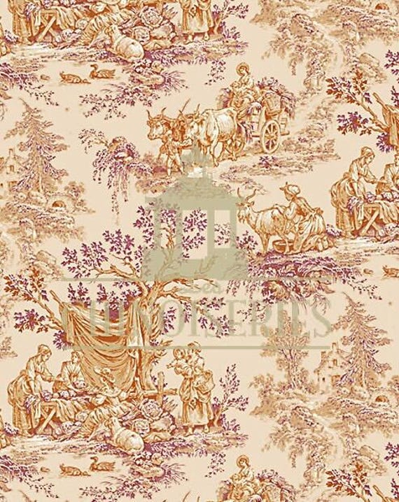 1:12 Dollhouse Miniature FABRIC, French Pastoral, Scale One Inch