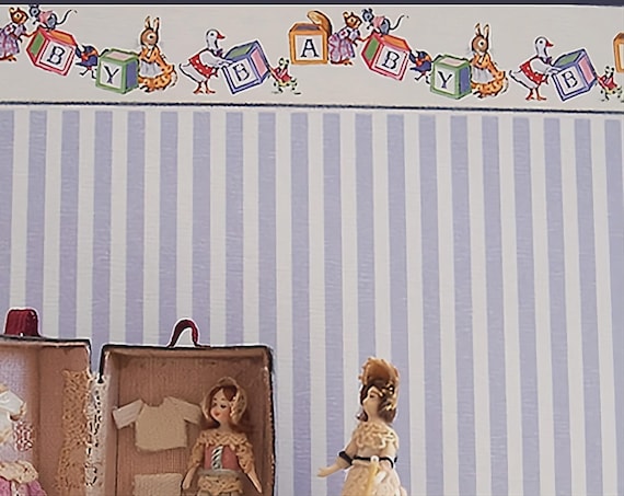 1:12 Dollhouse Miniature Nursery WALLPAPER, Mon Chou, Scale One Inch