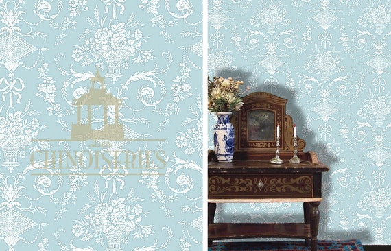 Dollhouse Miniature Wallpaper, Wedgwood, Scale One Inch