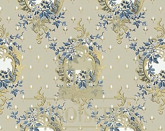 1:12 Dollhouse Miniature WALLPAPER, Lune Bleue,  Scale One Inch