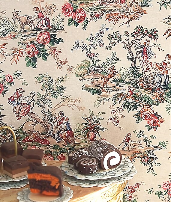 1:12 Dollhouse Miniature WALLPAPER, Partie de Campagne, Scale One Inch