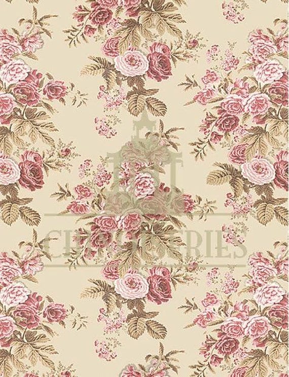 1:12 Dollhouse Miniature FABRIC, Matching Fabric, Scarlett, Scale One Inch