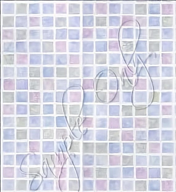 1:12 Dollhouse Miniature Wallpaper, Serene Bathroom "Tile", Ariel, Scale One Inch