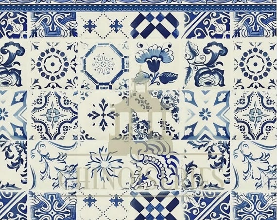 1:12 Dollhouse Miniature WALLPAPER, FLOOR PAPER, Faux Tile, Anica, Scale One Inch