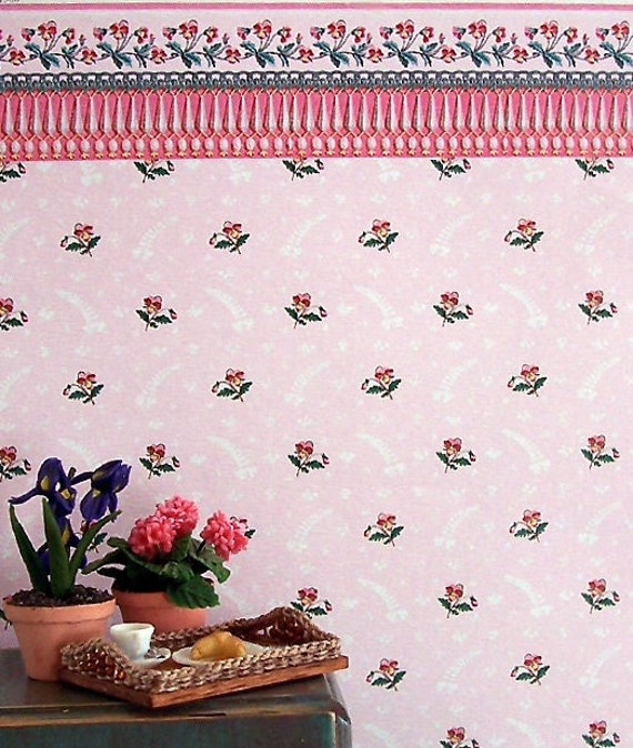 1:12 Dollhouse Miniature Wallpaper, Paulette, Scale One Inch