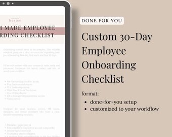 Lista de verificación personalizada de incorporación de empleados de 30 días / Servicio de configuración de RRHH llave en mano