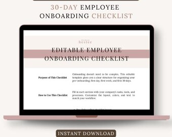 Editable Employee Onboarding Template | 30‑Day New Hire Checklist | Canva & Google Sheets HR Template