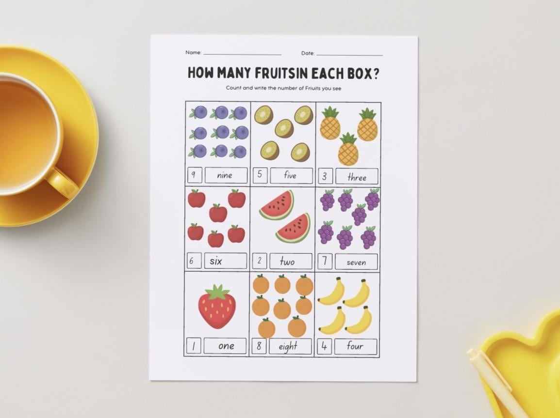 Fruits Many I.pdf Fruit Counting Printable, Educational PDF for Kids (instant Download ...