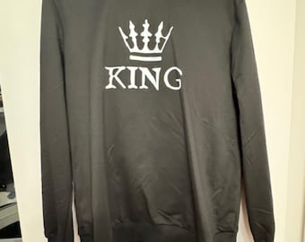 Men’s KING 2-Piece Set Black Crewneck Sweatshirt & Joggers Size Medium