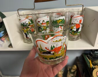 VTG Tee Haws Golf Glassware Set - 8 Highball Glasses, Ice Bucket & Metal Caddy