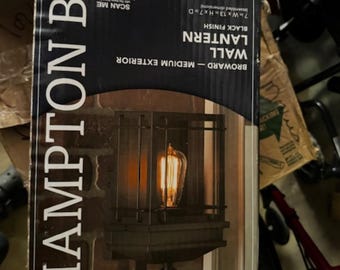 Hampton Bay Browned/Medium Exterior Wall Lantern, Black Finish