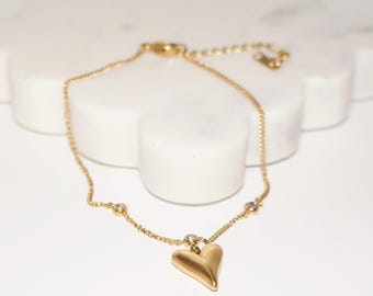 ハート型アンクレット、防水18金PVDメッキ