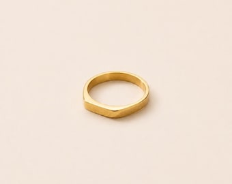 18k Gold PVD Plated waterproof, stackable gold bar ring