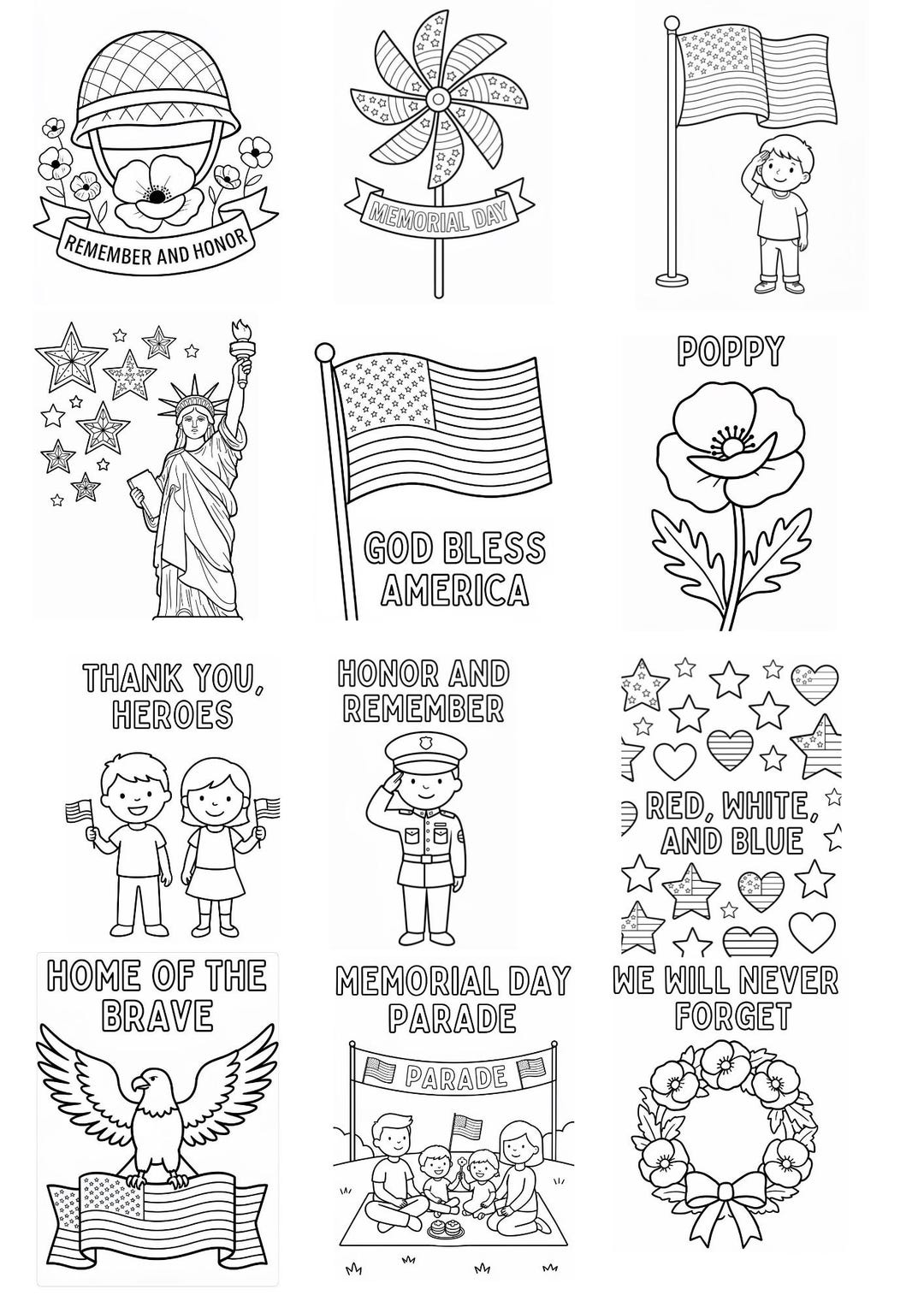 Desenhos simples para colorir do Dia da Memória para crianças – 12 ...