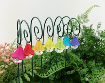 Set of 7 Fairy garden lantern miniature garden accessory rainbow terrarium succulent. Includes 6” shepherds hook.