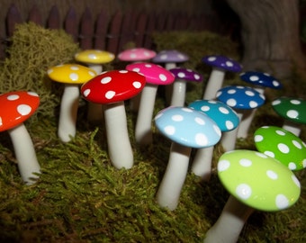 FREE Shipping 15 miniature mushrooms planter decor home garden girls gift garden decor colorful colourful unique fantacy woodland