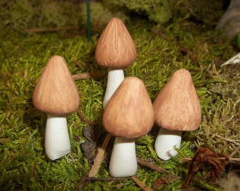 set of 4 Natural look mushrooms hand made terrarium decor accessories woodland theme garden fairy garden or mushroom wreath supply