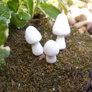 miniature set of 3 fairy garden mushrooms