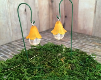 Fairy garden lantern miniature garden accessory set of 2 hanging lantern flower style with shepherds hook