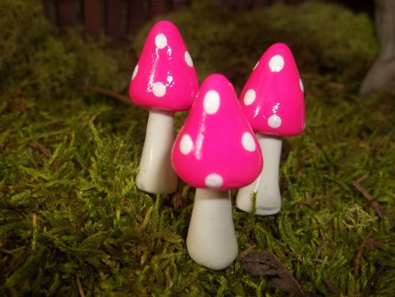 Purple Star Mini Mushroom Figures 4PCS Miniature Fairy Houses Fairy Garden Mushroom Little House Ornaments Cake Topper Decorations Terrarium