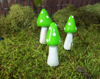 set of 3  fairy garden mushrooms miniature terrarium toadstool pixie or gnome woodland accessories