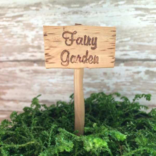 Miniature fairy garden sign planter stake terrarium marker fairy garden accessories accents faux wood miniature miniature fairy dish garden