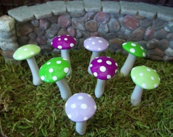 Miniatures for Fairy Gardens Free Shipping   mushrooms accessories terrarium 8 pcs purple green mix
