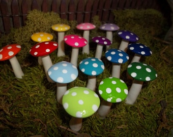 Free Shipping 10 fairy garden mushrooms miniature terrarium accessories toadstool pixie or gnome woodland outdoor garden