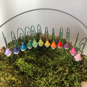 12 Fairy garden lantern miniature garden accessory rainbow 1 inch lantern 6 inch shepherds hook