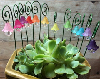 12 Fairy garden lantern miniature garden accessory rainbow 1 inch lantern 6 inch shepherds hook