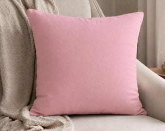 Fronha rosa blush sólida | Capa de almofada decorativa quadrada