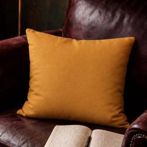 Mustard Solid Square Pillowcase, Spun Polyester Decorative Throw Pillow Cover | Removable Zipper