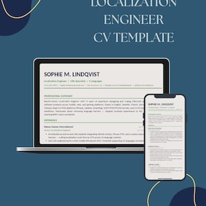 Localization Engineer Resume Template | ATS CV for L10n i18n Globalization | Word PDF | Download