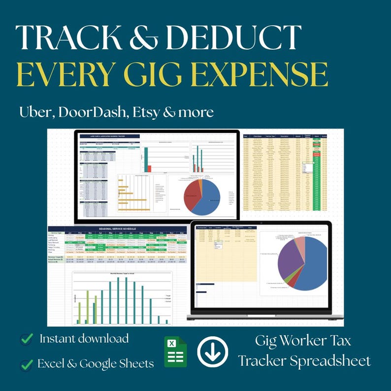 Gig Worker Tax Tracker Spreadsheet | Income, Expense, Mileage Log ...