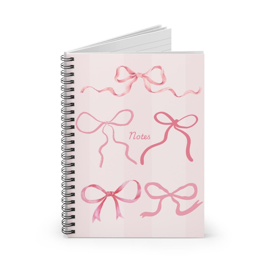 Beautiful Pink Bows Notebook | Soft Floral Striped Journal, 118 Pages ...