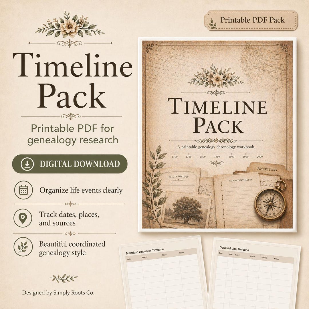 Timeline Wrapper Form Timeline Pack Printable PDF | Genealogy Research Forms | Ancestor ...