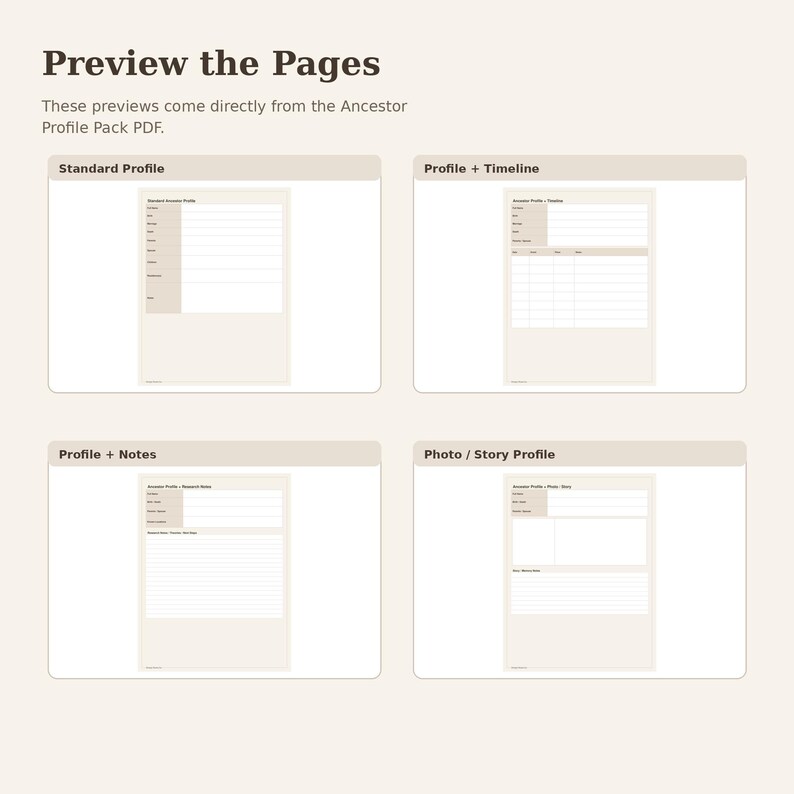 Ancestor Profile Pack Printable PDF | Genealogy Research Forms | Family ...
