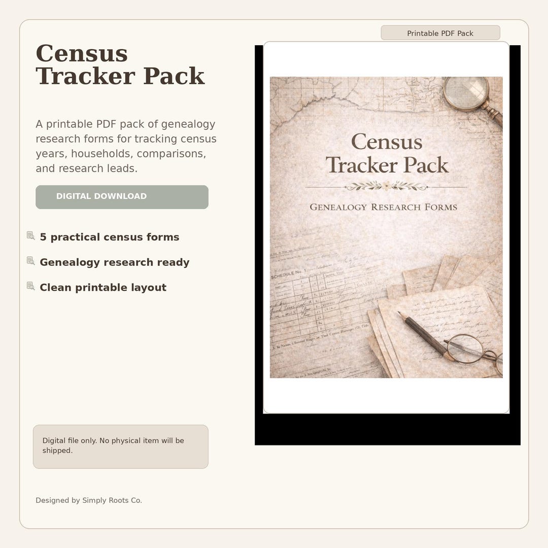 Low Census Rotation Tracker Census Tracker Pack Printable PDF | Genealogy Research Forms | Family ...