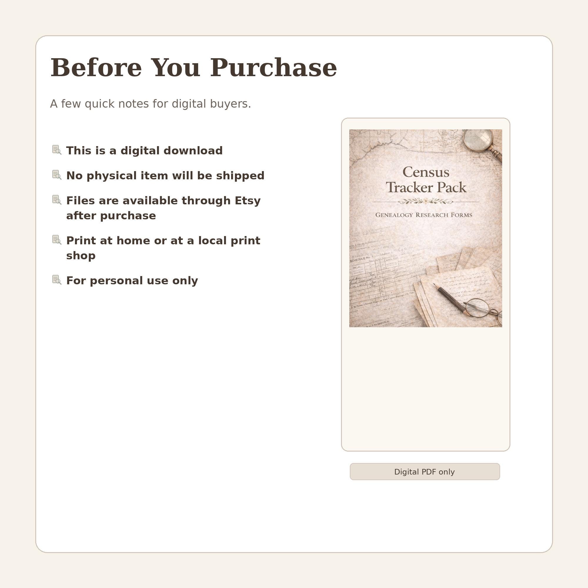 Low Census Rotation Tracker Census Tracker Pack Printable PDF | Genealogy Research Forms | Family ...