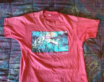 Funny Retro Tee Shirt T Large Screen Stars Thin 70s 80s Spit