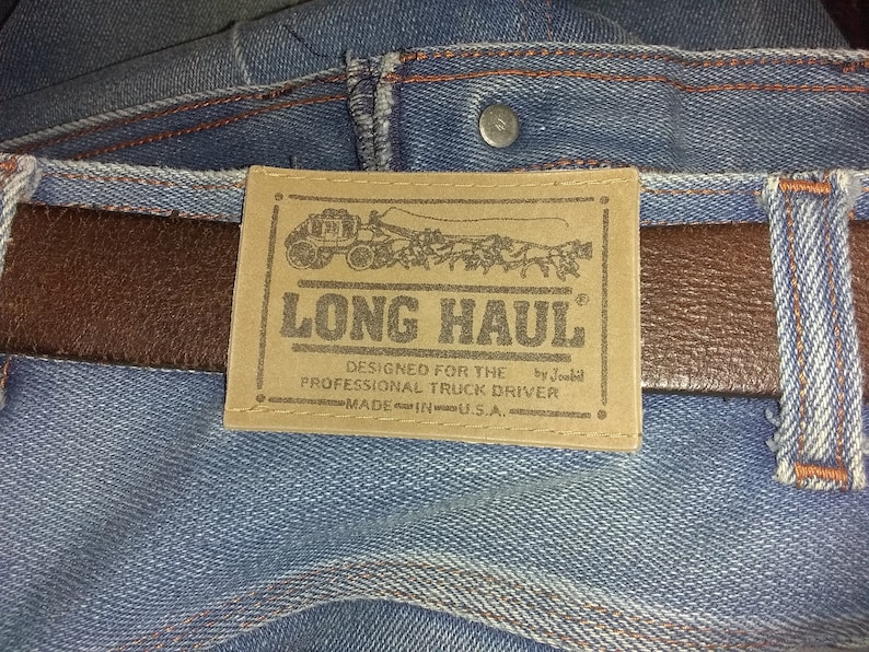 Long Haul 31 X 30 Heavy Denim Jeans Bellbottoms Bell Bottoms Scovil Zipper Flare Trucker Pants Rare Poly Cotton 60s 70s Bootcut Leather Tag