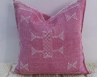 Handmade Moroccan Cactus Silk Pillow Cover – Vintage Boho Pink Cushion 50cm